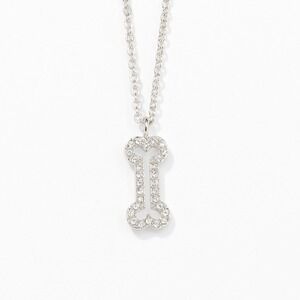 Touchstone Crystal by Swarovski Silver Tone Dog Bone Pendant Necklace